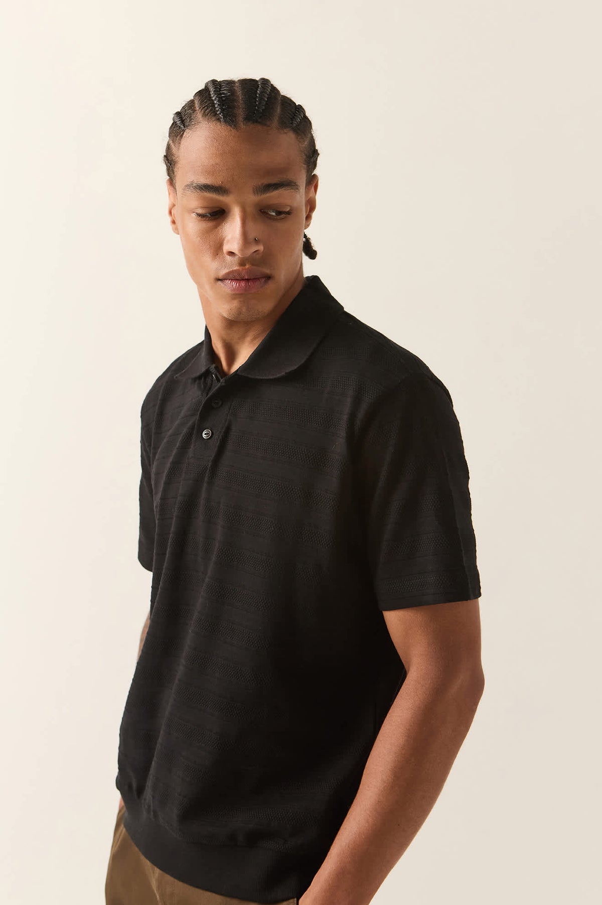 Men's Stereo Polo in the color Black - Men's Side View