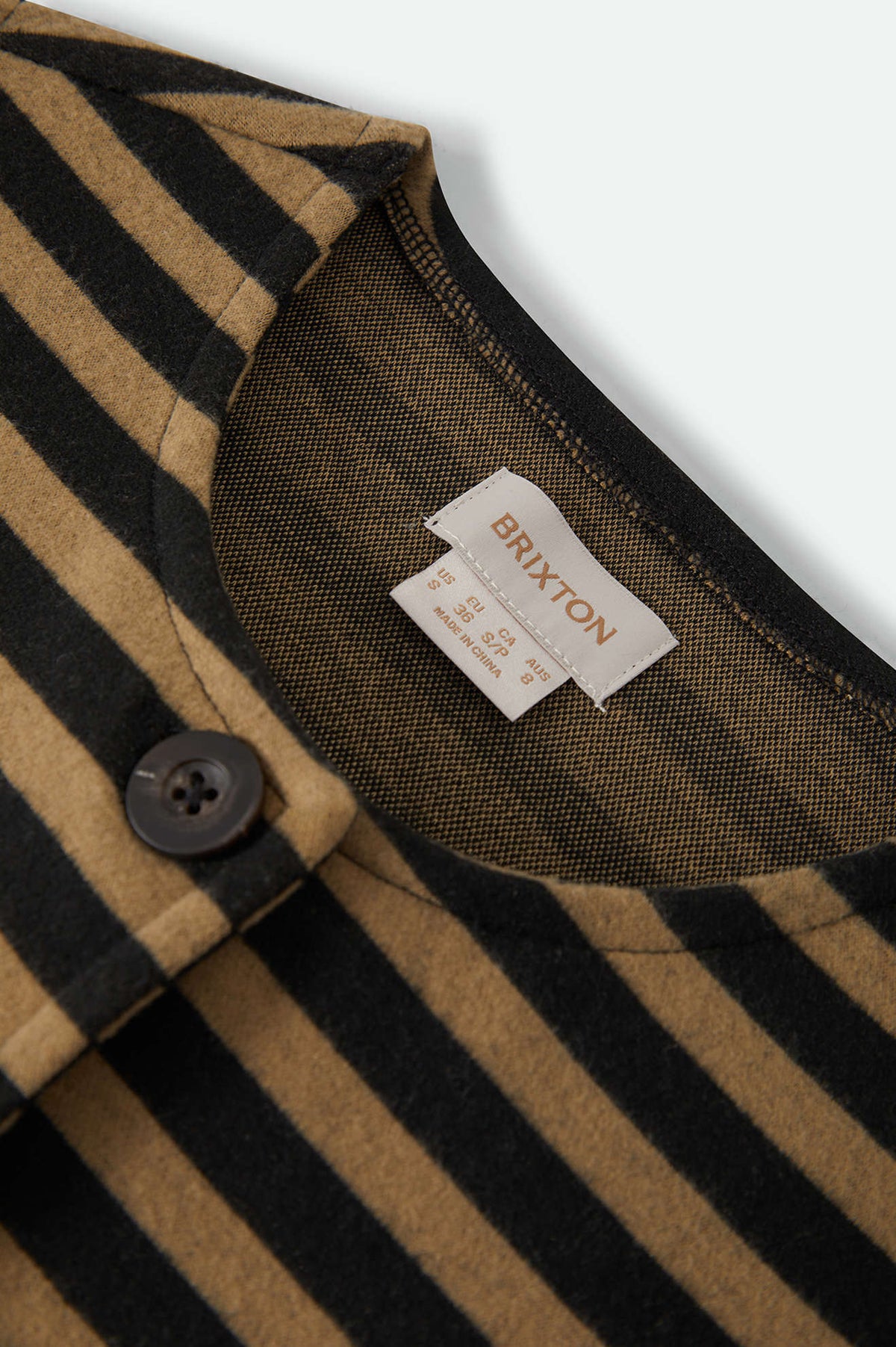 Women's The Audrey Knit Top in the color Washed Black/Khaki Stripe - Additional Laydown image