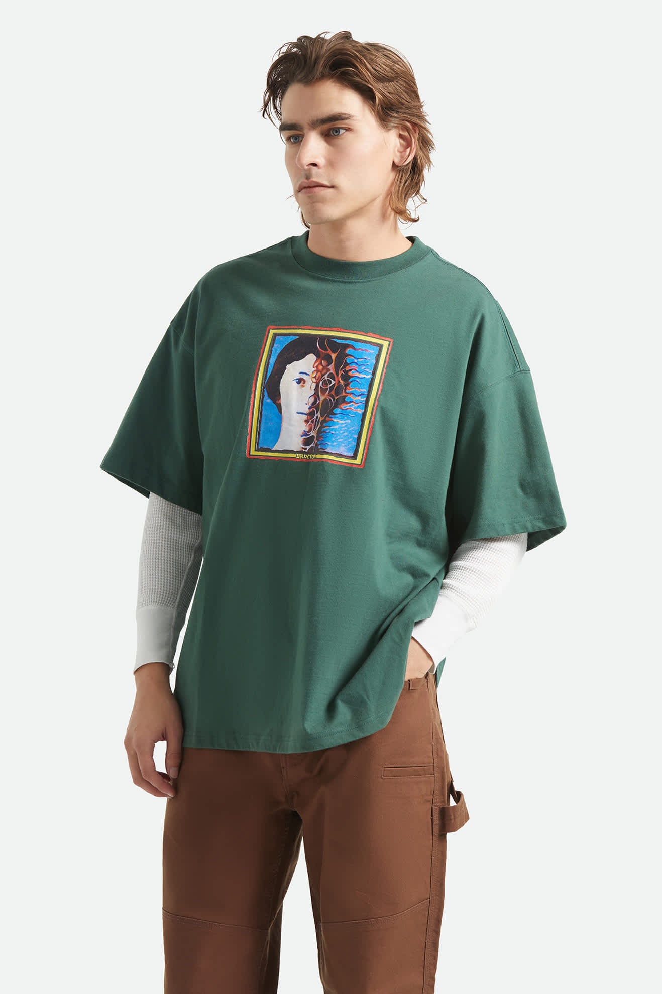 Men's Transform Short Sleeve Oversized Shirt in the color Primal Green - Men's Front View