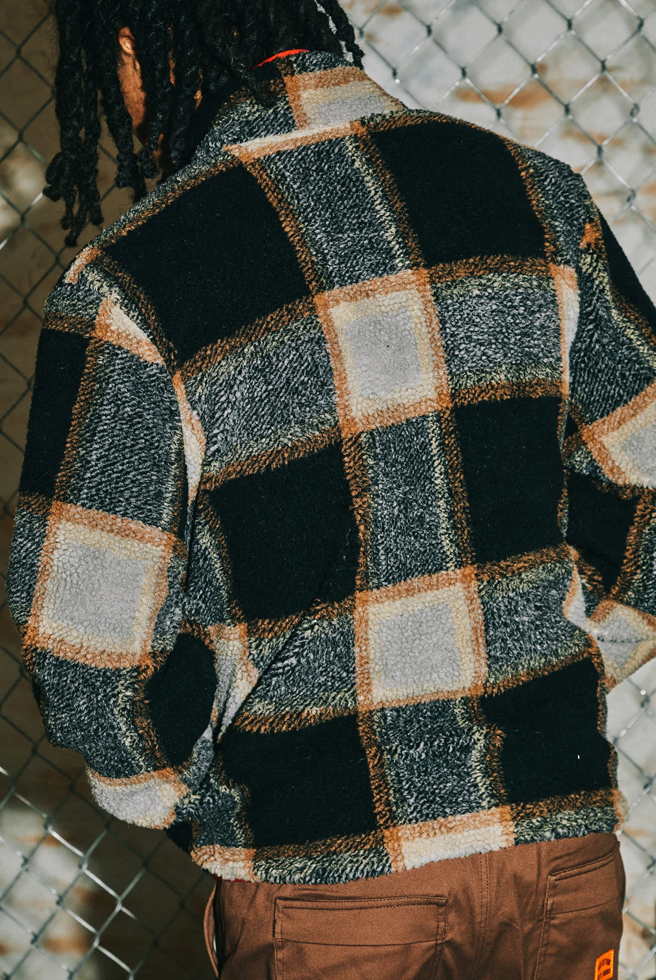 Men's Buffalo Plaid Sherpa Full Zip in the color Black/Cream - Men's Lifestyle image