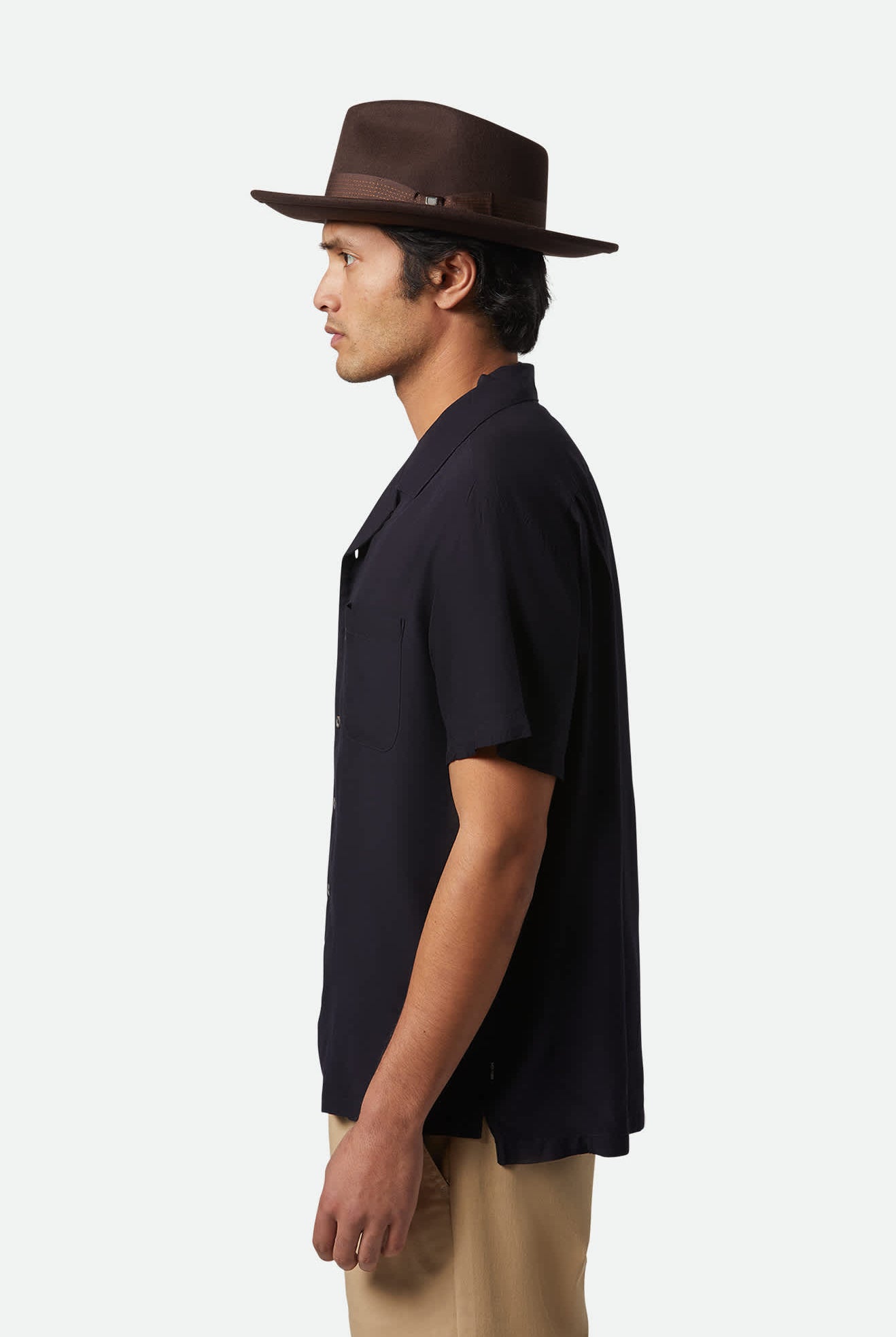 Men's Bunker S/S Camp Collar Shirt in the color Black - Men's Side View