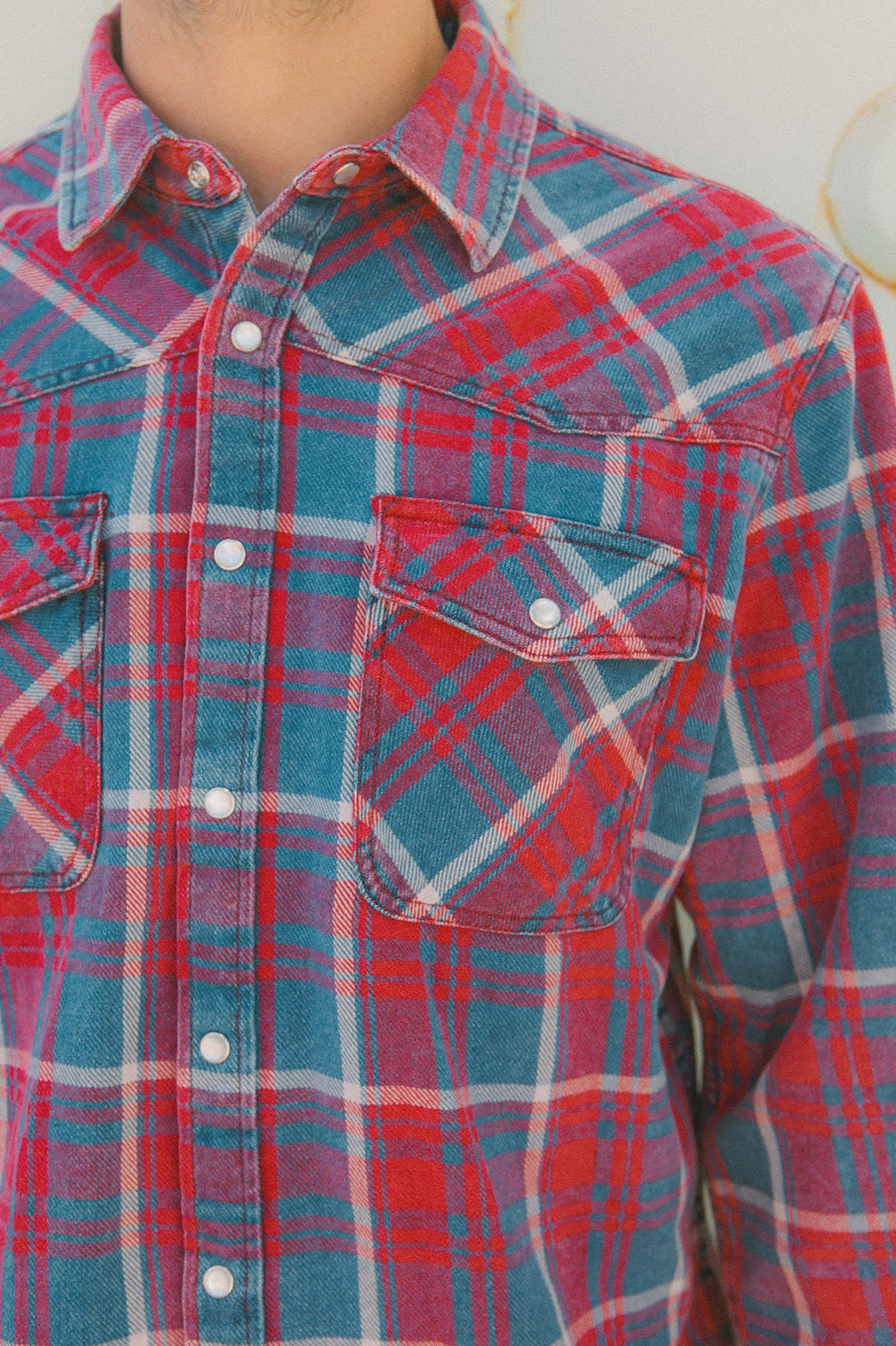 Men's Waylon Lightweight Overshirt in the color Denim Plaid - Men's Lifestyle image