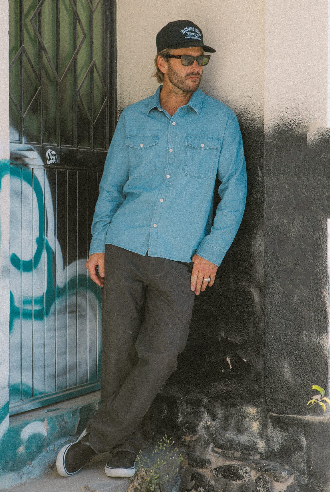Men's Cool Comfort Wayne Long Sleeve Shirt in the color Dusty Blue - Men's Lifestyle image