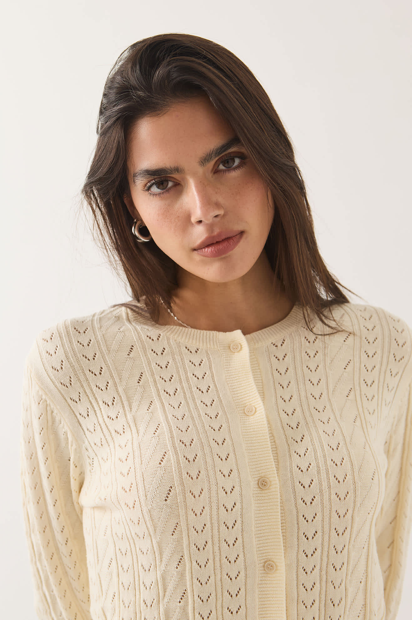 Women's Bixby Lightweight Cardigan in the color Wax Paper - Additional Fit image