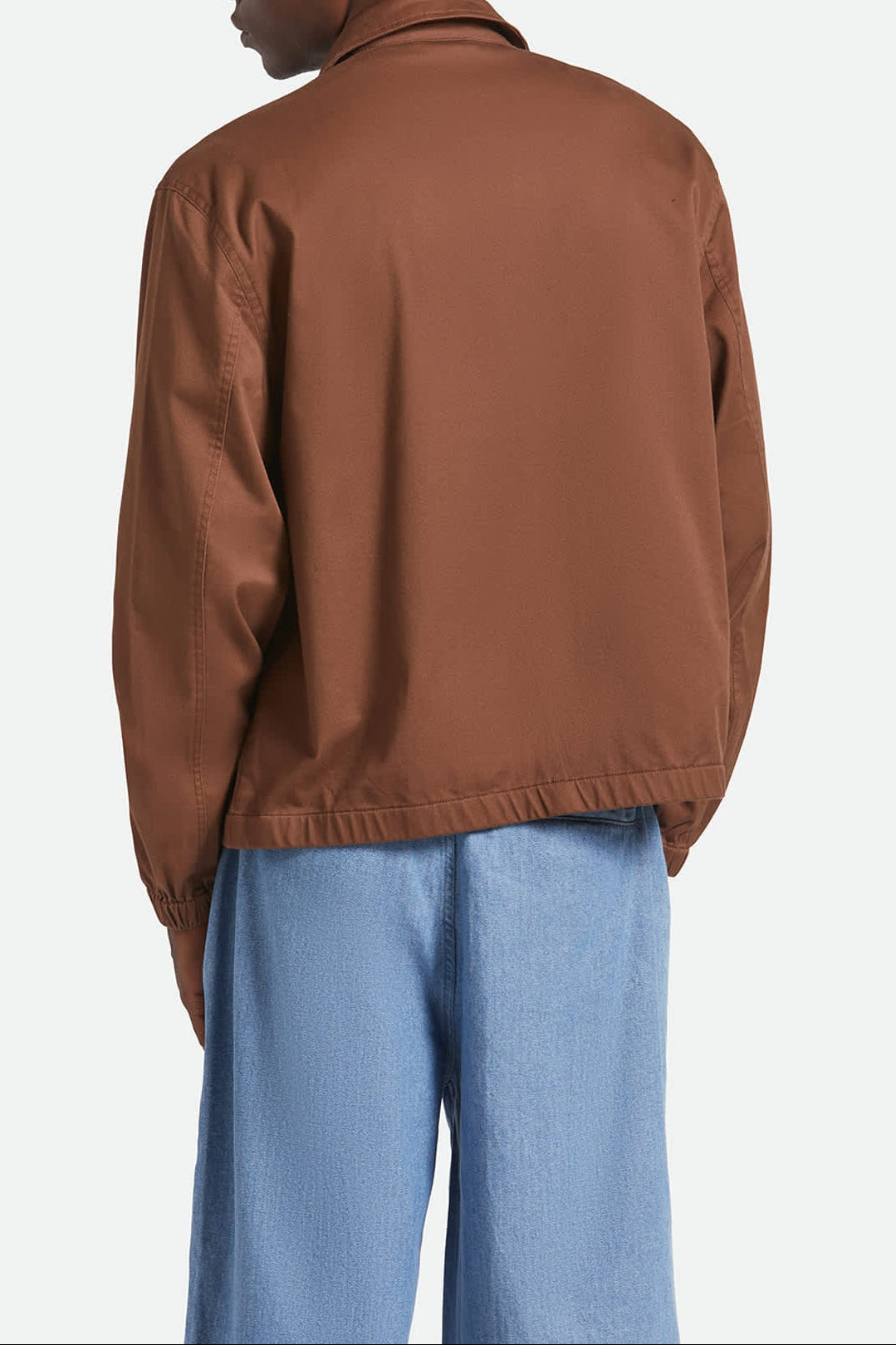 Men's Union Relaxed Harrington Jacket in the color Pinecone Brown - Men's Back View