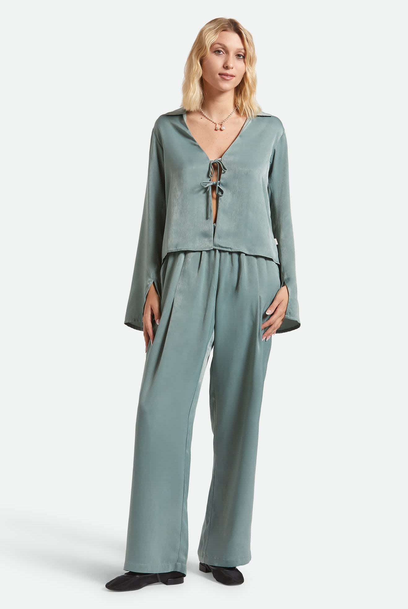 Women's Soho Silky Top in the color Blue Green Shine - Additional Fit image