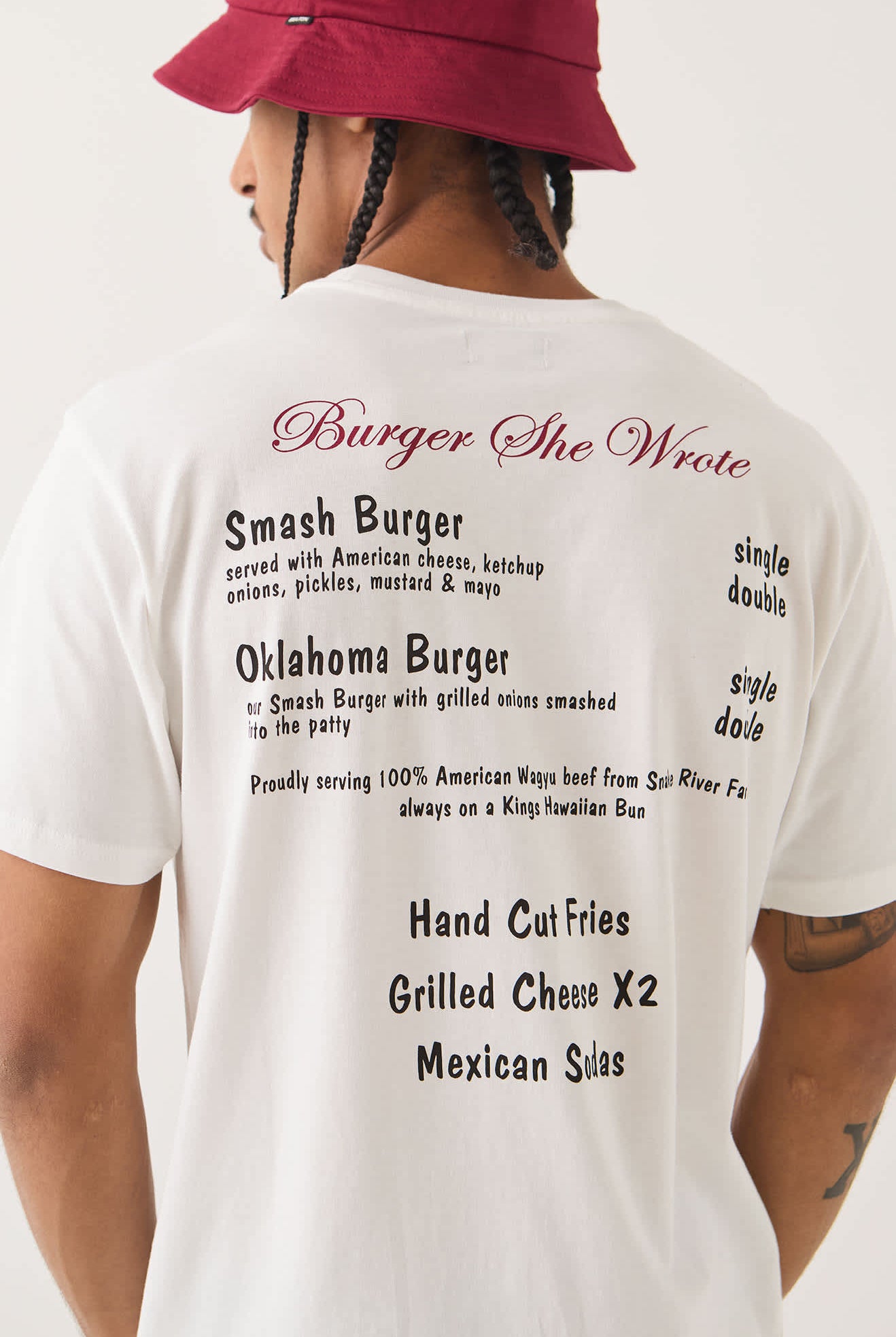 Men's Burger She Wrote Pocket T-Shirt in the color White - Additional Fit image