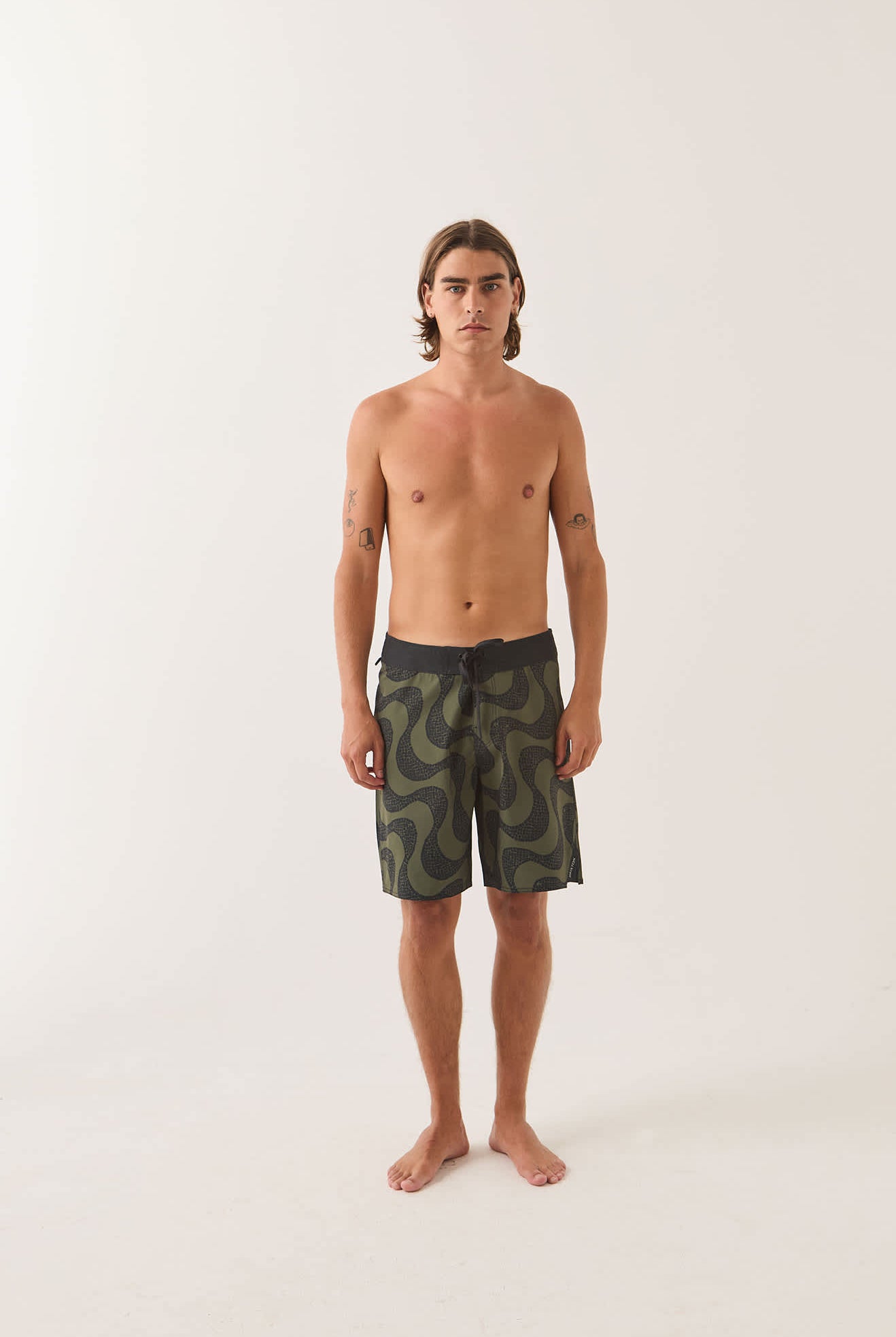 Men's Blitz Boardshort 19" in the color Dark Olive/Black - Men's Front View