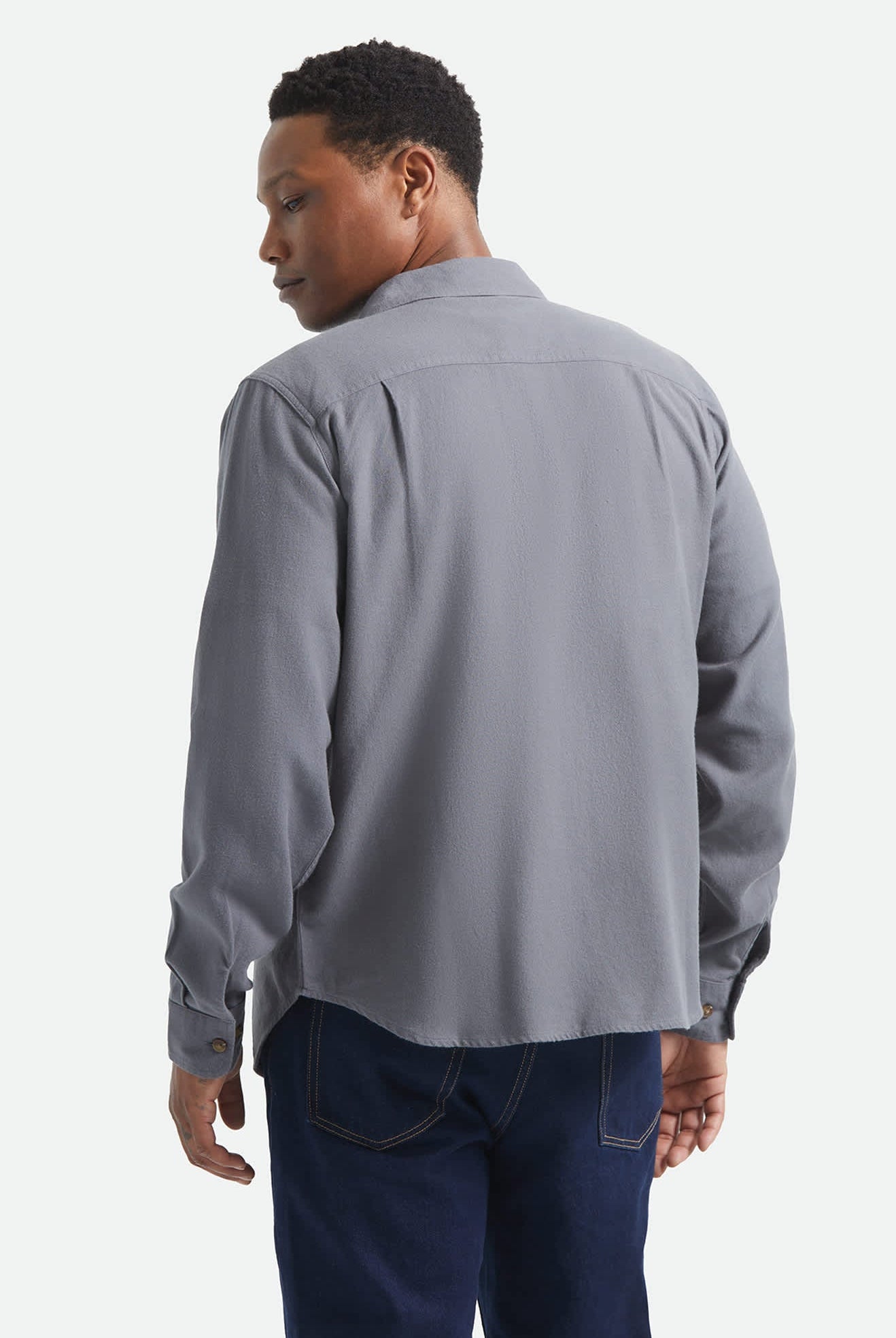 Men's Bowery Lightweight Ultra Soft Flannel in the color Future Grey - Men's Back View