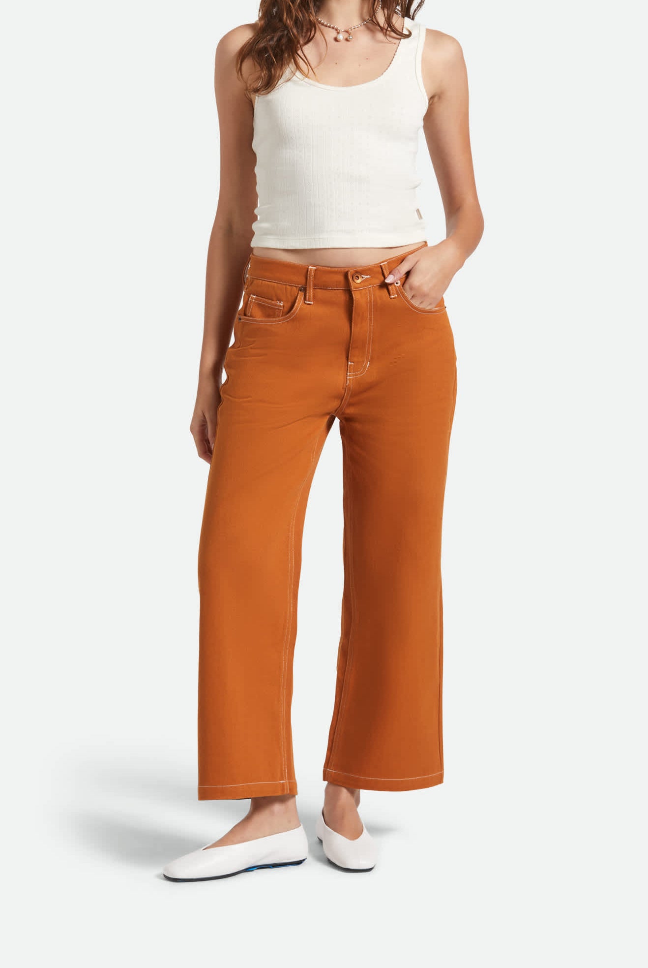 Women's Margo Cropped 5-Pocket Pant in the color Rustic Caramel - Women's Front View