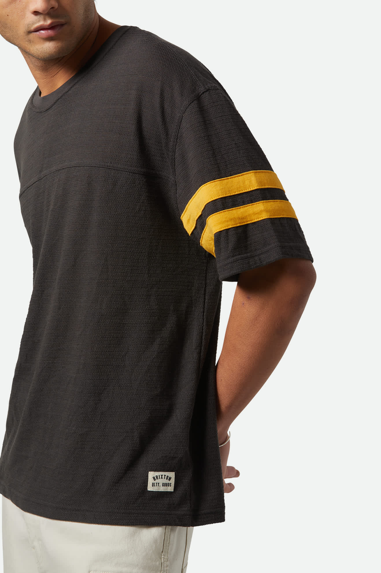Men's Vintage Football Mesh Jersey T-Shirt in the color Washed Black/Ray Flower - Additional Fit View
