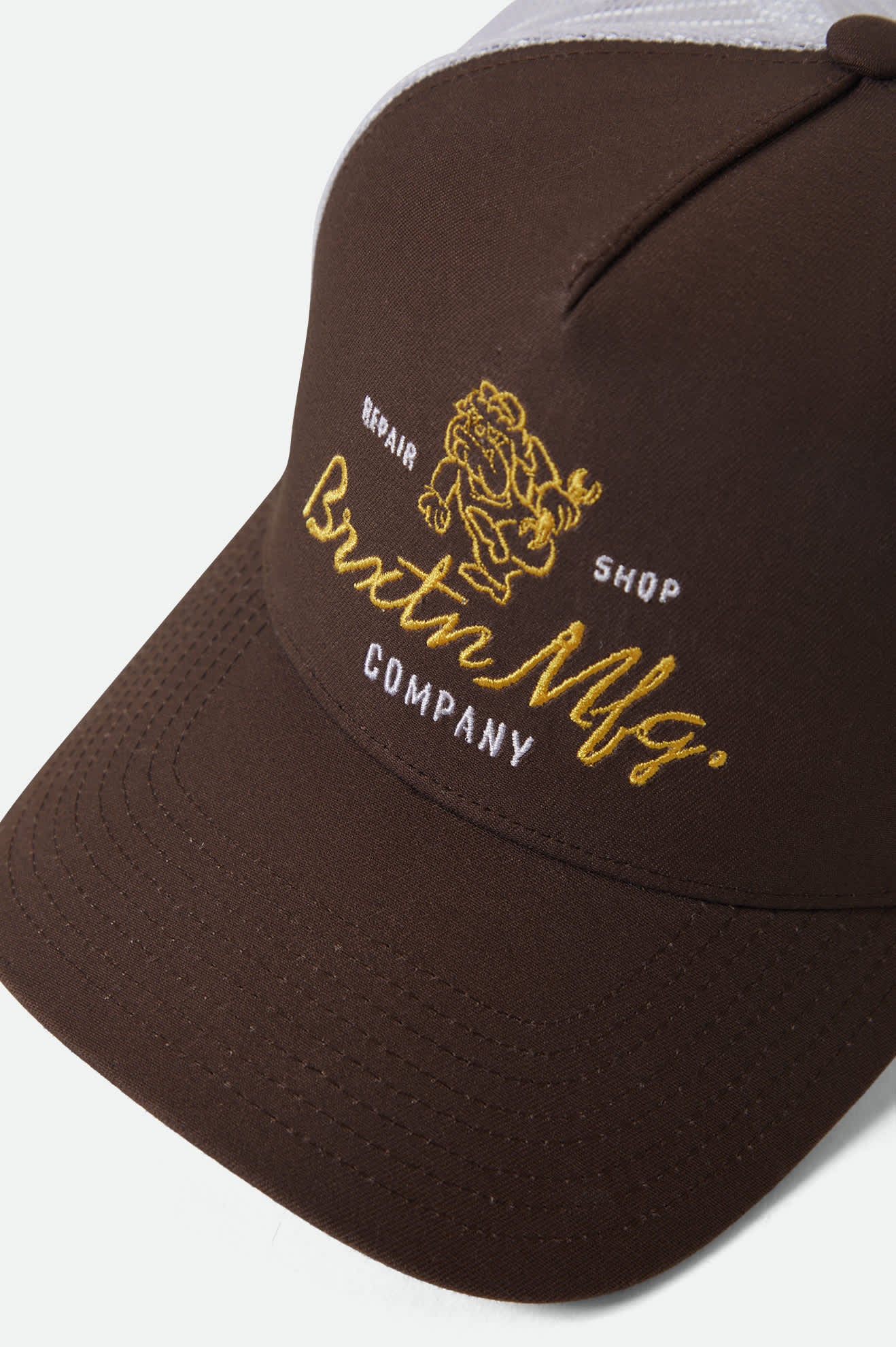 Unisex Tolman NetPlus Trucker Hat in the color Pinecone Brown/White - Additional Laydown image