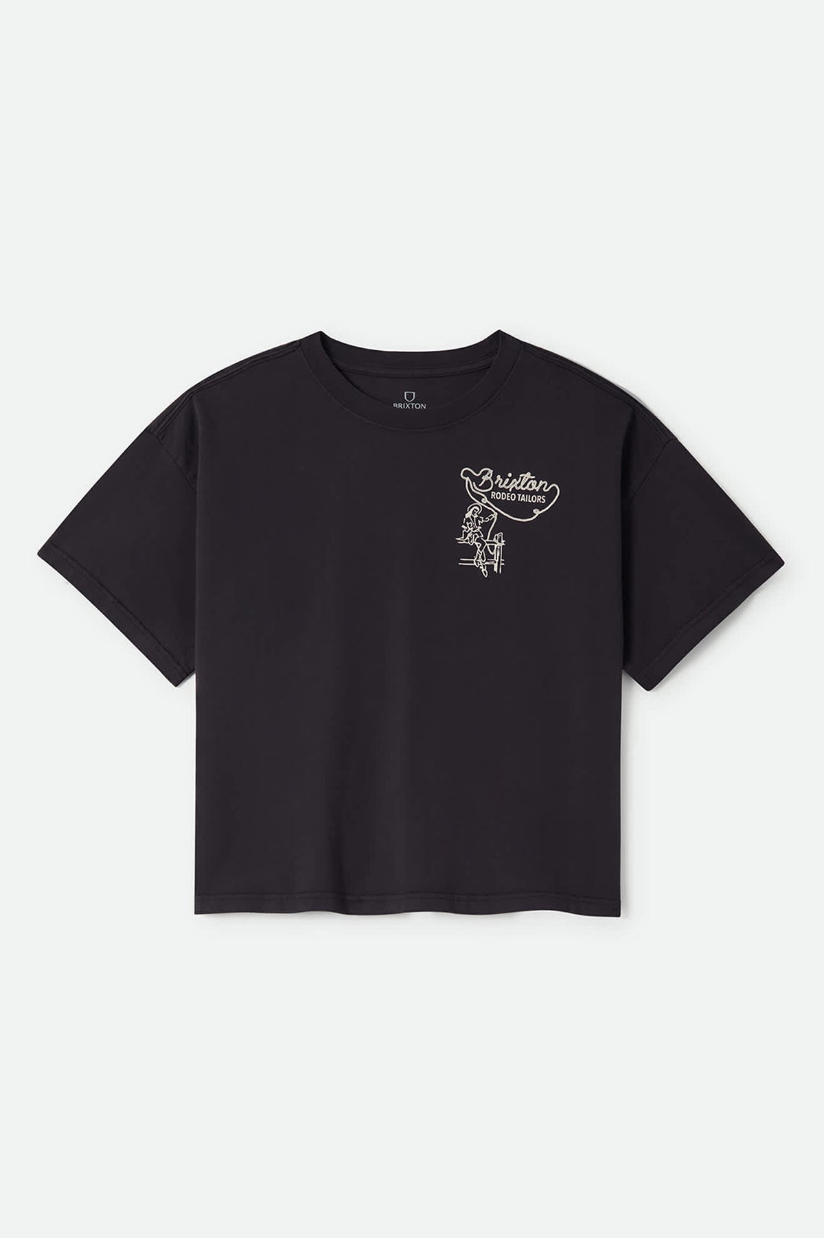 Women's Rodeo Trailors Boxy Crop T-Shirt in the color Black - Front Product View