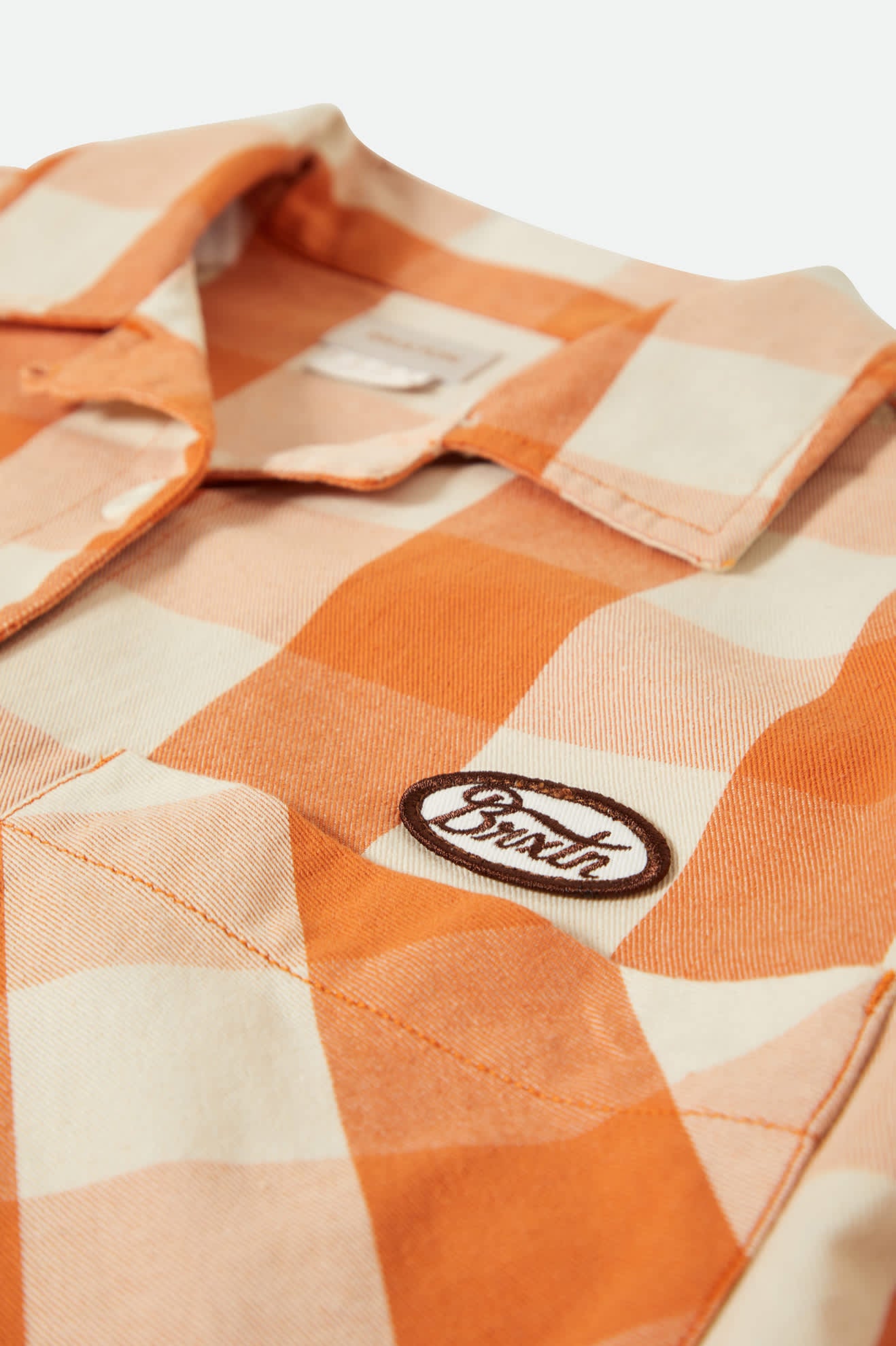 Women's Utopia L/S Overshirt in the color Tangerine Gingham - Additional Laydown image