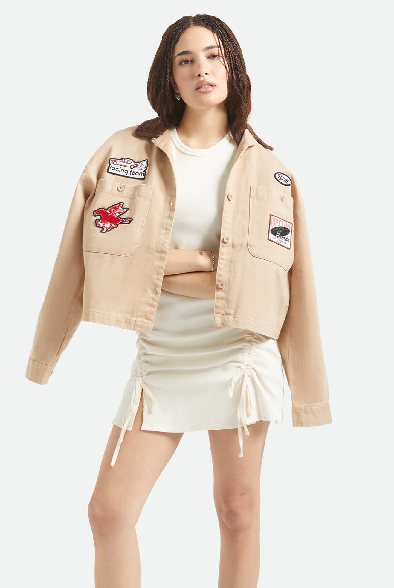 Women's Utopia Patchwork Overshirt in the color Washed Timeless Taupe - Additional Fit image