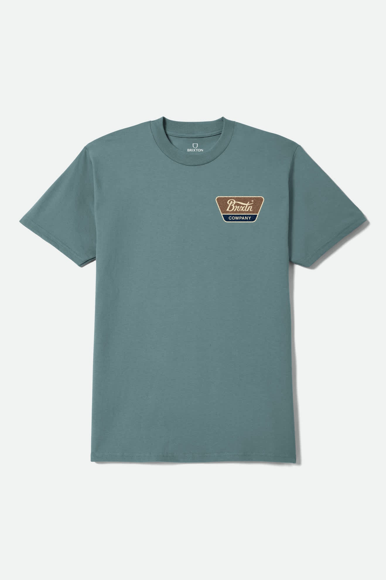 Men's Linwood Short Sleeve Shirt in the color Ocean Breeze/Brown/Dark Navy - Front Product View