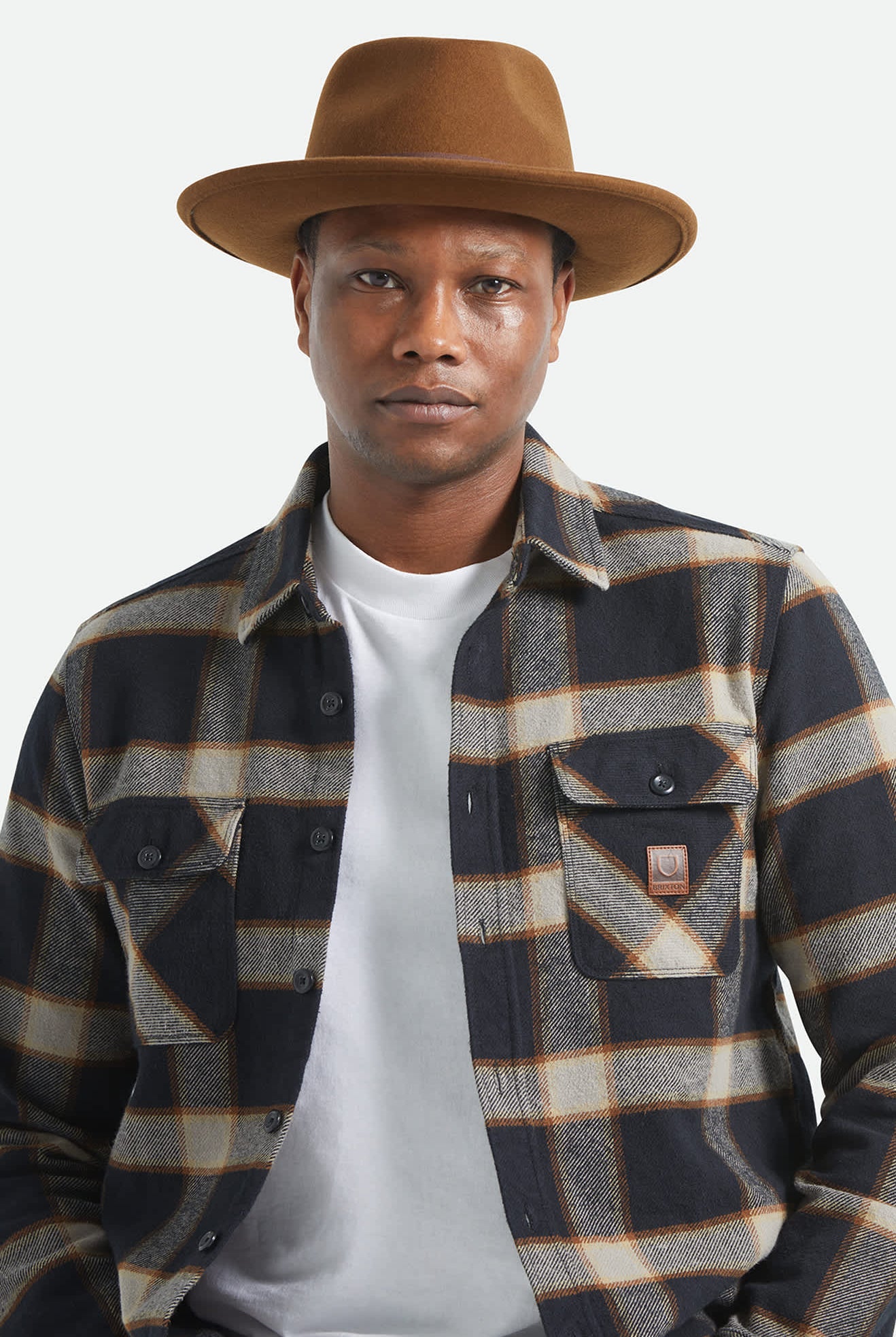 Unisex Swindle Convertabrim Fedora in the color Coffee/Light Brown - Men's Front View