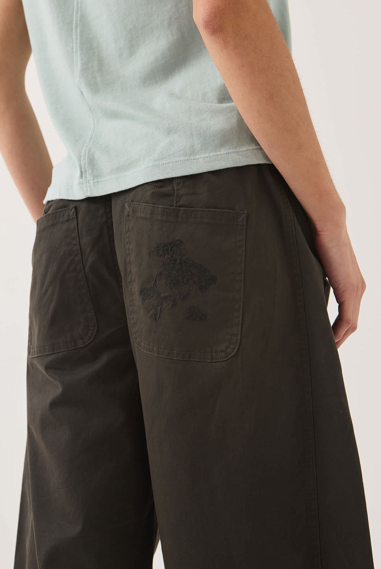 Women's Utility Everyday Barrel Pant in the color Washed Black - Additional Fit image