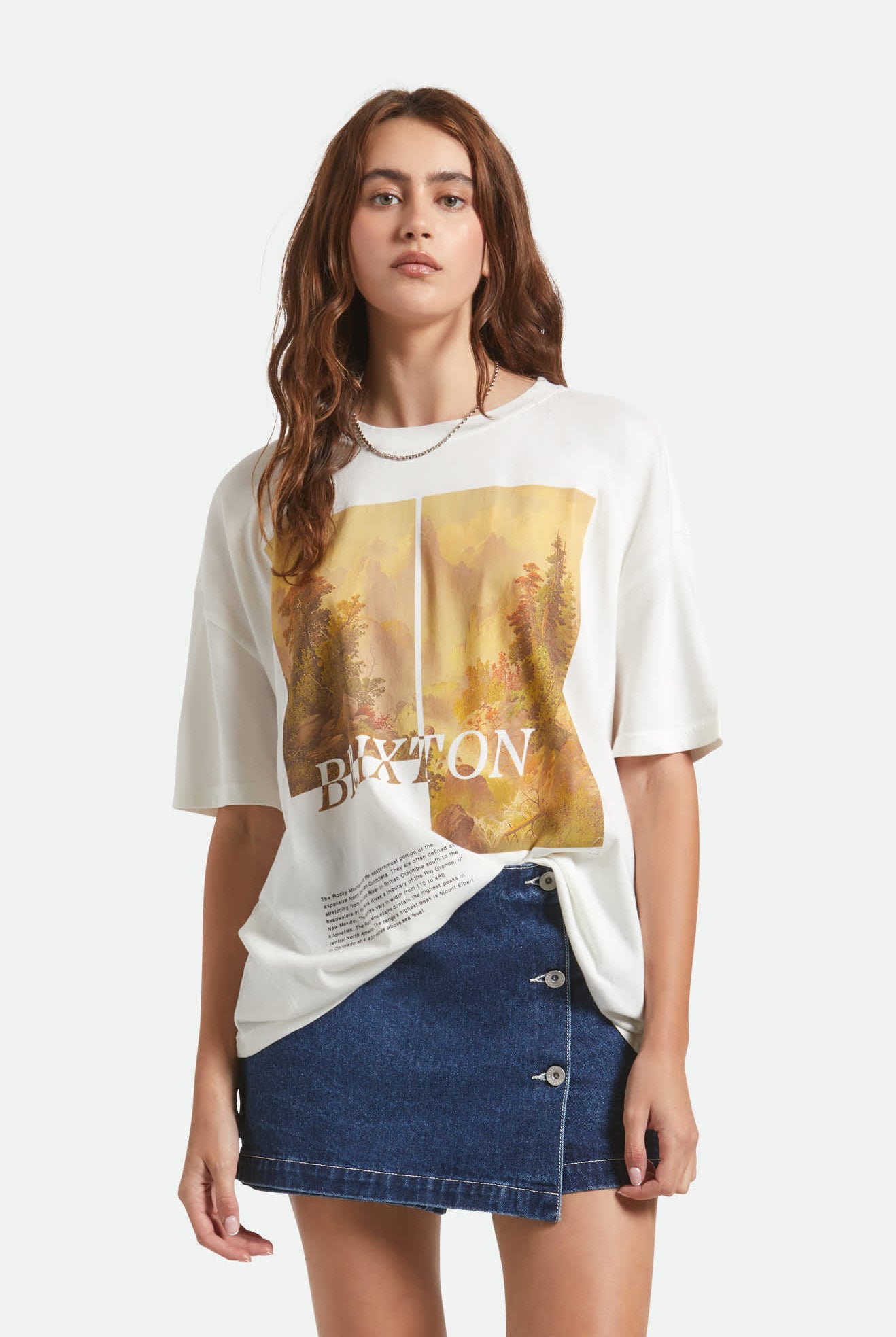 Women's Rocky Mountain Oversized Boyfriend T-Shirt in the color Off White - Women's Front View