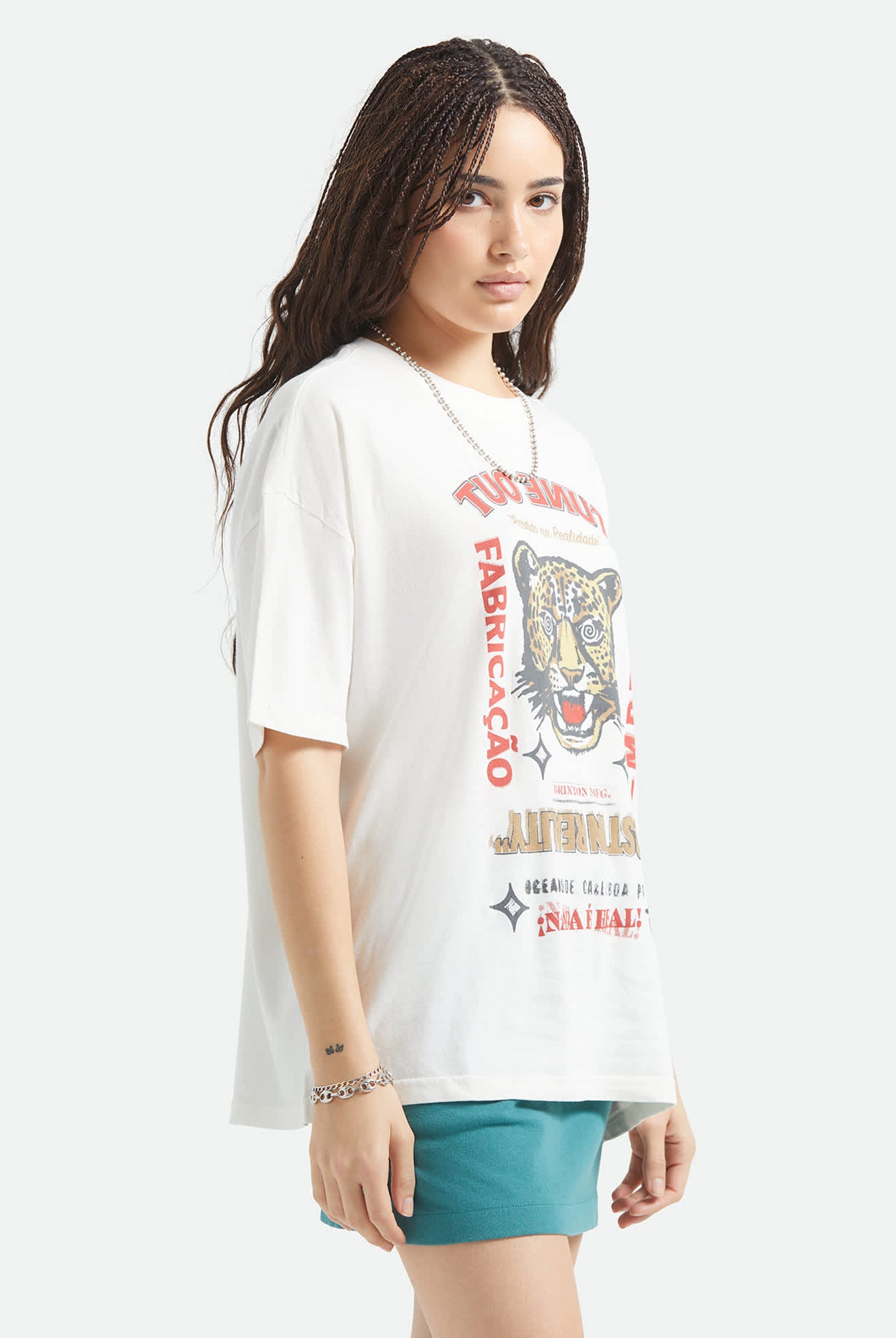 Women's The Getaway Oversized Boyfriend T-Shirt in the color Vintage White - Women's Side View