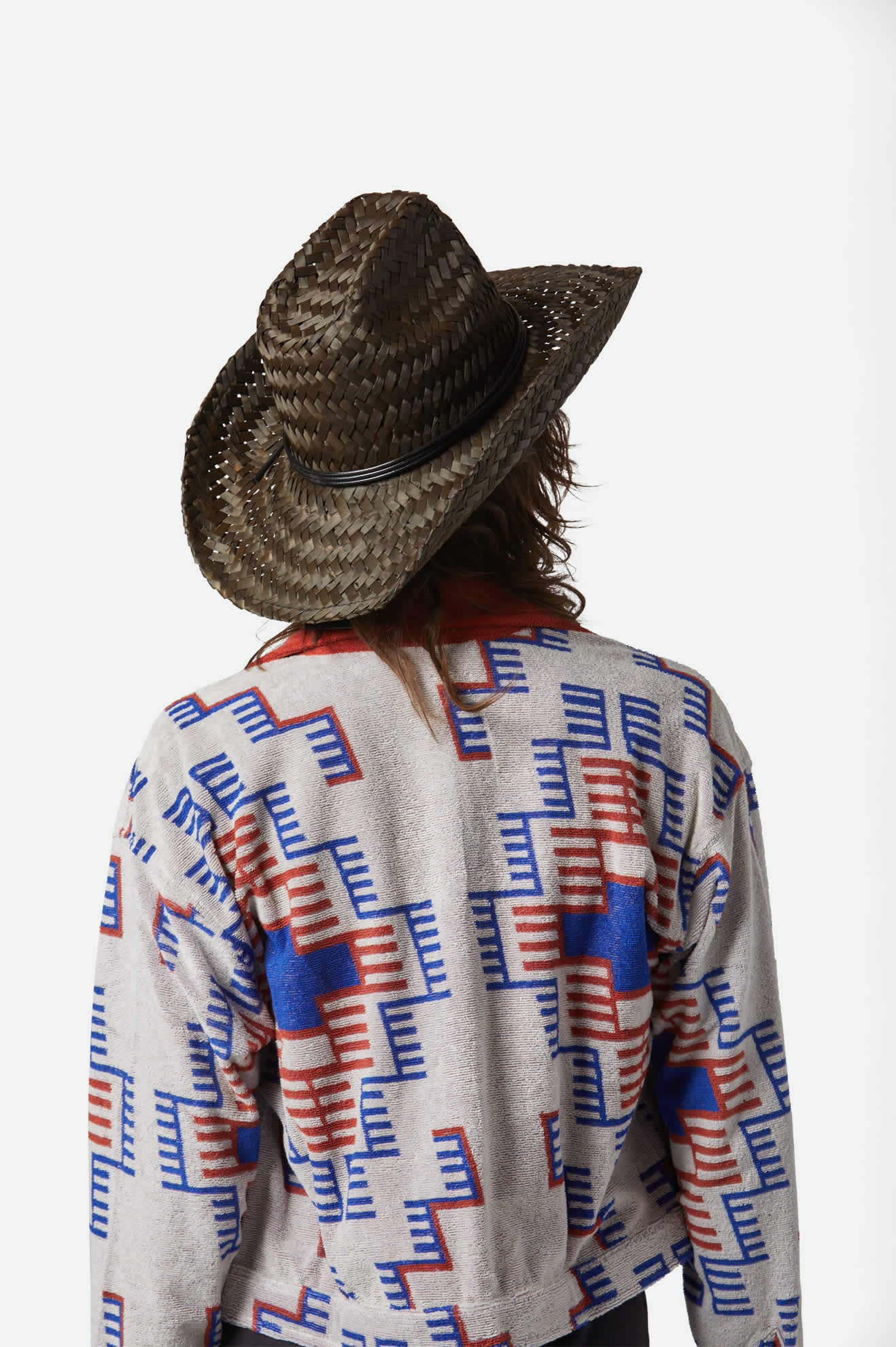 Unisex Houston II Straw Cowboy Hat in the color Black - Women's Back View