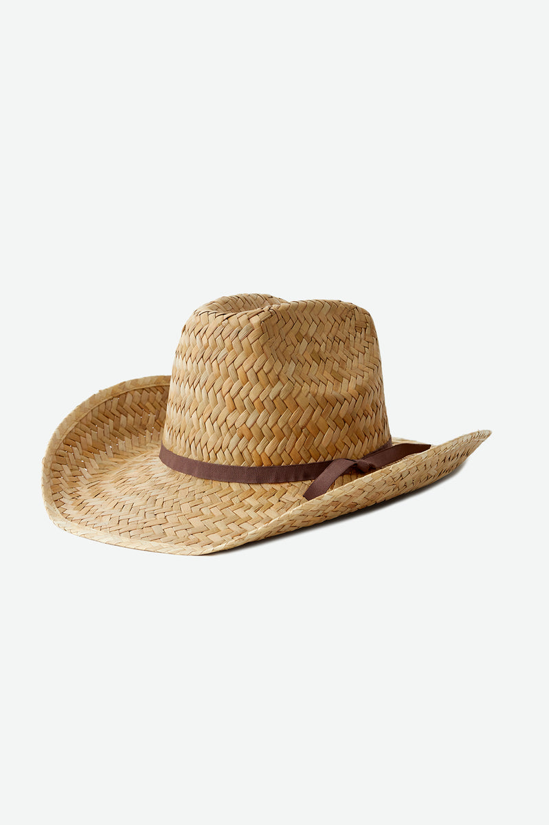 Straw Cowboy Hat with Curved Brim, Free Shipping