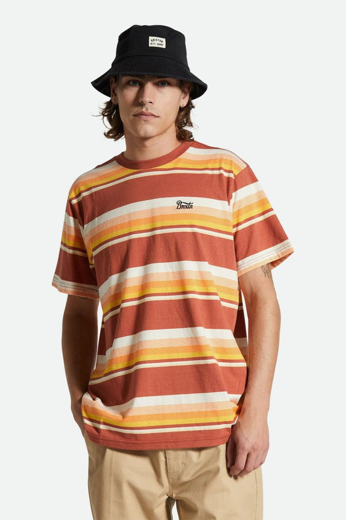 Brixton Hilt Stith S/S Tee - Terracotta/Apricot/Off White