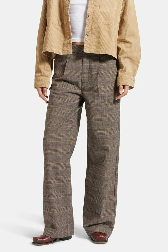 Brixton Ludlow Trouser Pant - Brown/Cream Houndstooth