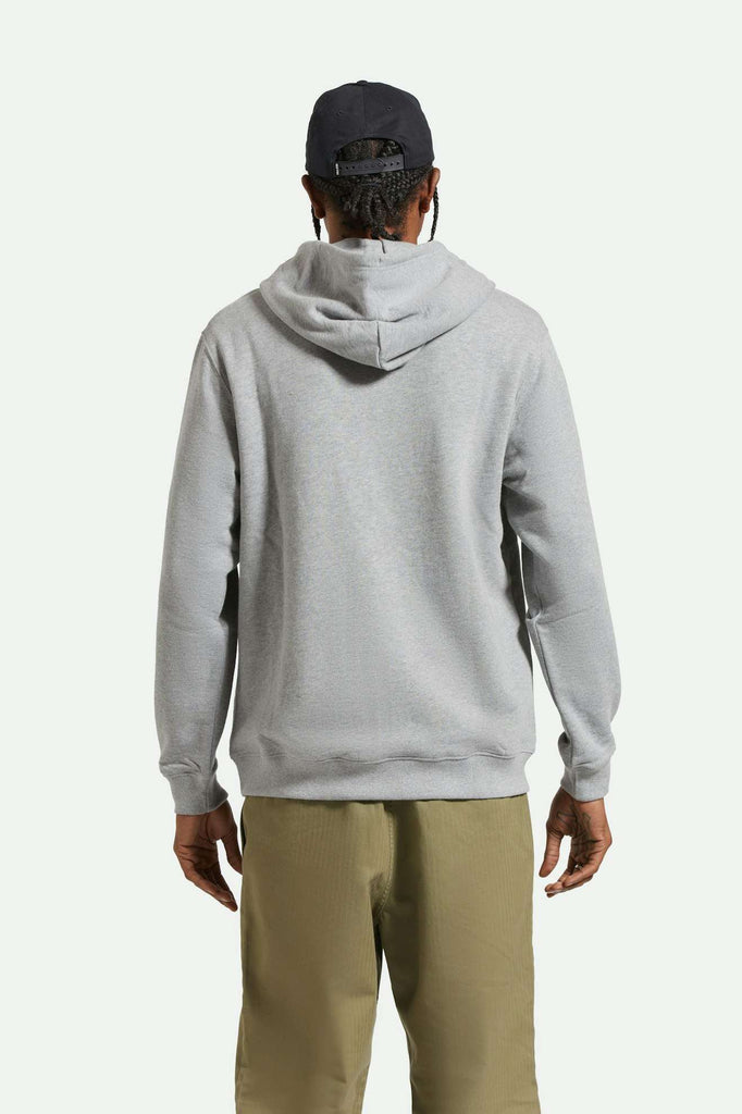 Men's Back Fit Image | Varsity Broken In Hoodie - Heather Grey