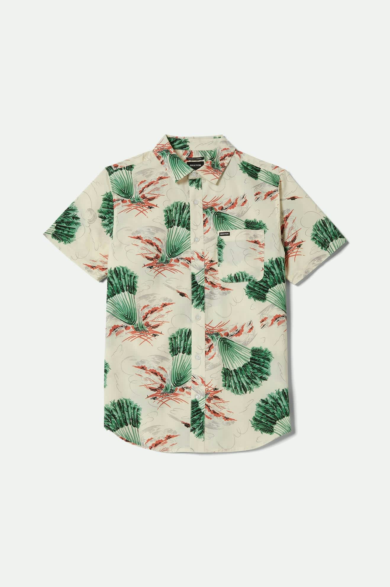 Men's Charter Print S/S Shirt in the color Vintage Palm Print - Front Product View