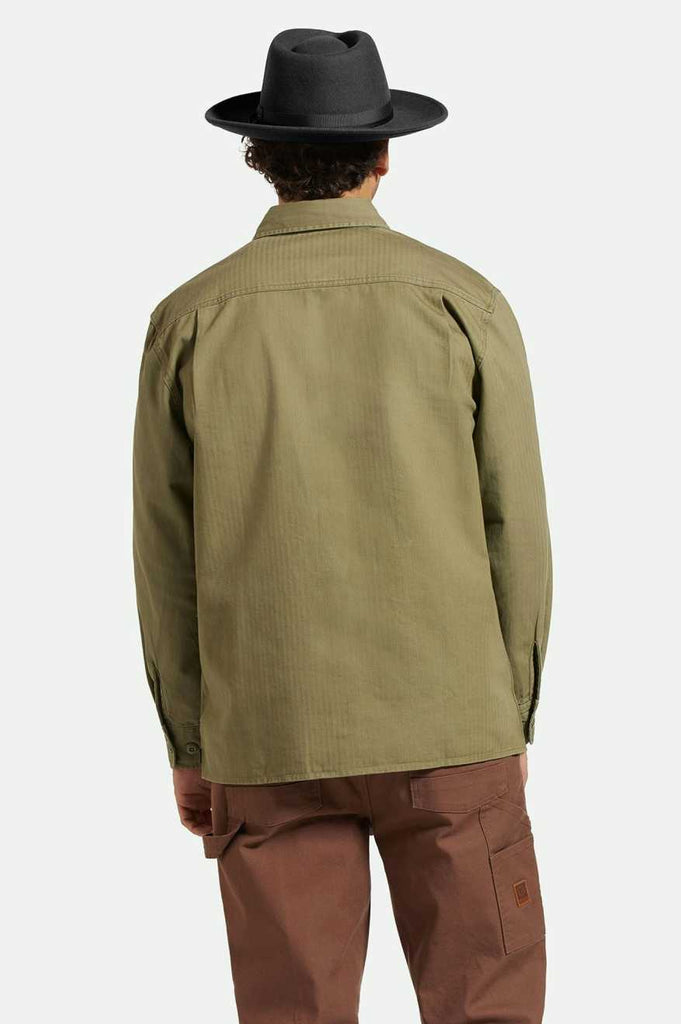 Brixton Selden L/S Overshirt - Olive Surplus Worn Wash