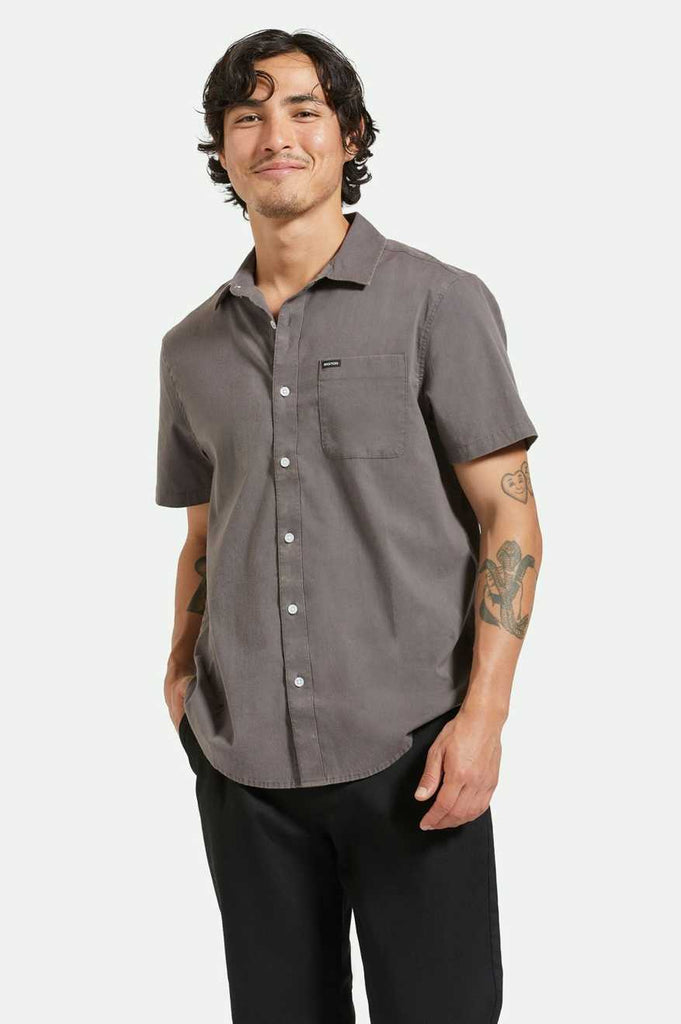 Brixton Charter Sol Wash S/S Woven Shirt - Charcoal Sol Wash