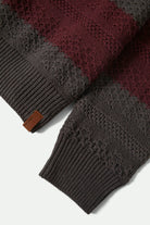 Men's Midnight Crew Sweater in the color Black/Port Stripe - Additional Laydown image