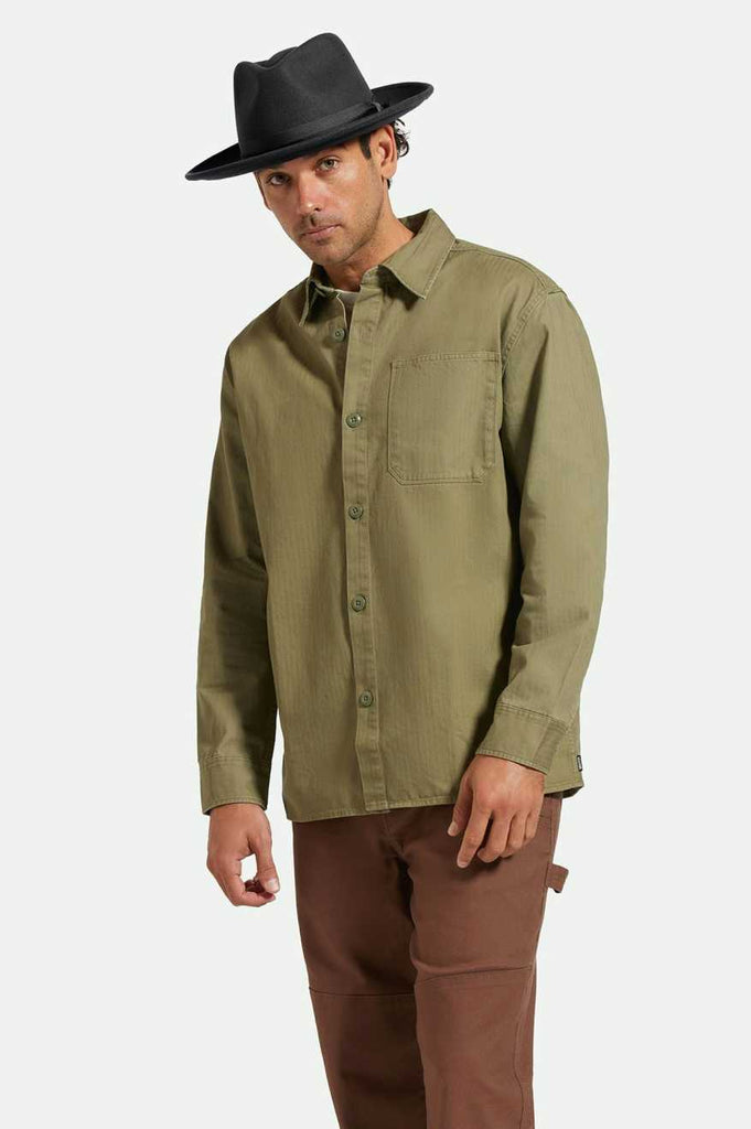 Brixton Selden L/S Overshirt - Olive Surplus Worn Wash