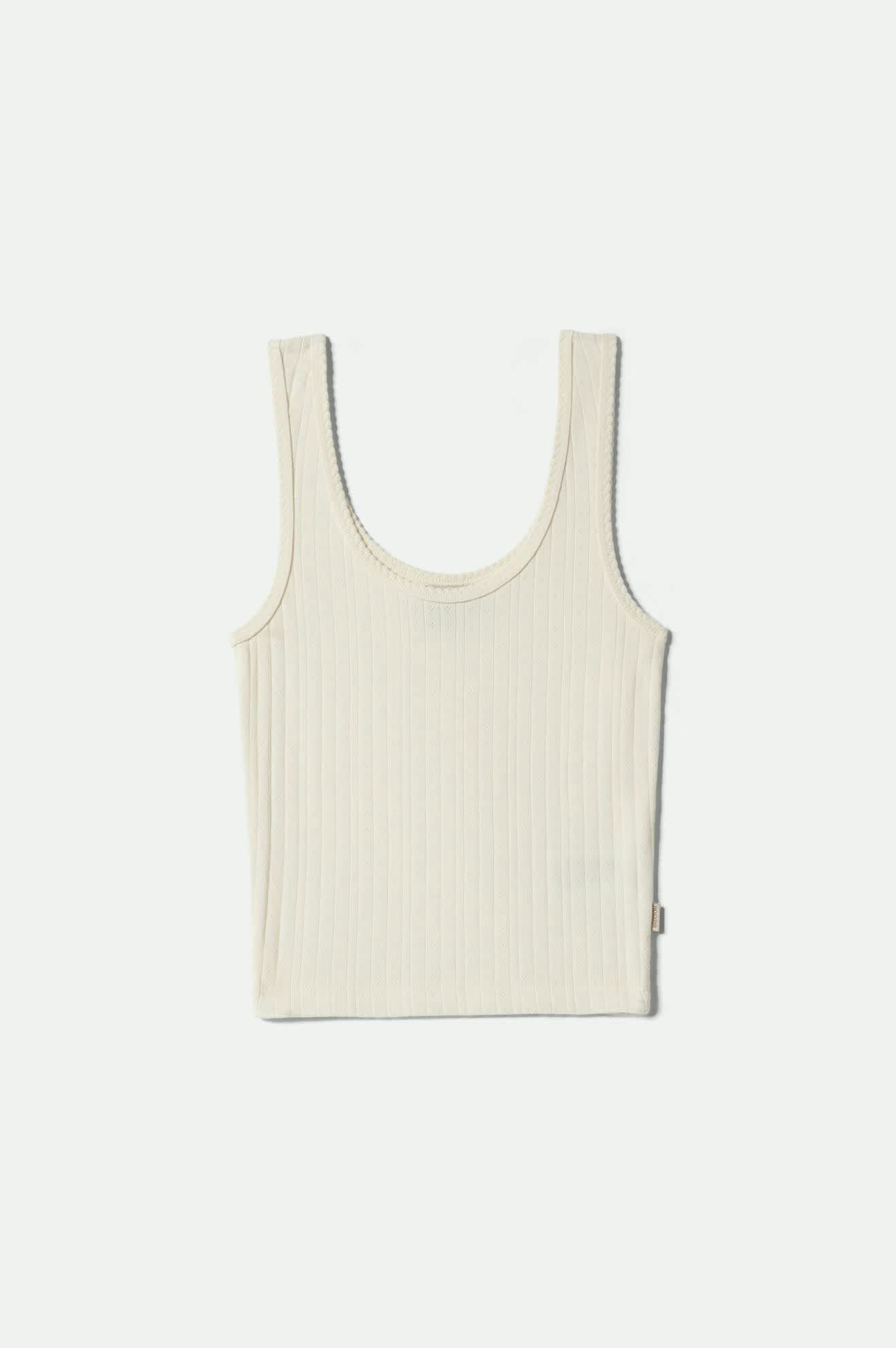 Women's Pointelle Slim Fit Tank in the color Off White - Front Product View