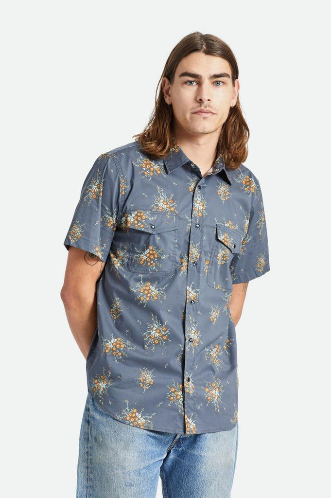 Brixton Wayne Stretch S/S Woven Shirt - Ombre Blue Wild Floral