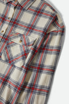 Women's Bowery Vintage Overshirt in the color Off White/Berring Sea/Red - Additional Laydown image