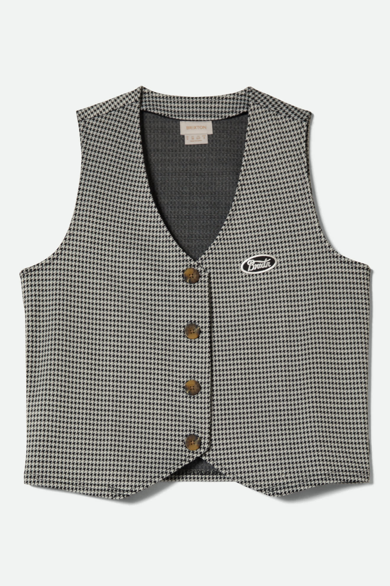 Women's Houndstooth Leisure Vest in the color Winter White/Black - Front Product View