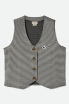 Women's Houndstooth Leisure Vest in the color Winter White/Black - Front Product View