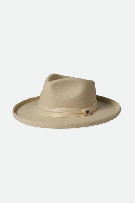 Victoria Felt Fedora - Off White/Off White Satin