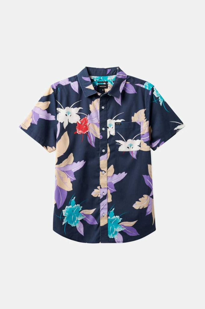 Brixton Charter Print S/S Shirt - Washed Navy Passion