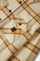 Men's Bowery Heavyweight Flannel in the color Whitecap/Pineconebrown/Saffron - Additional Laydown image