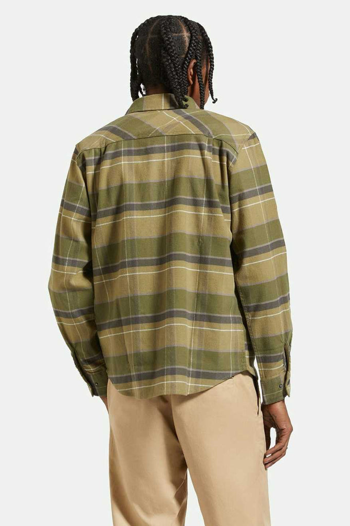 Brixton Builders Bowery Stretch Water Resistant L/S Flannel - Dill/Olive Surplus/Washed Black