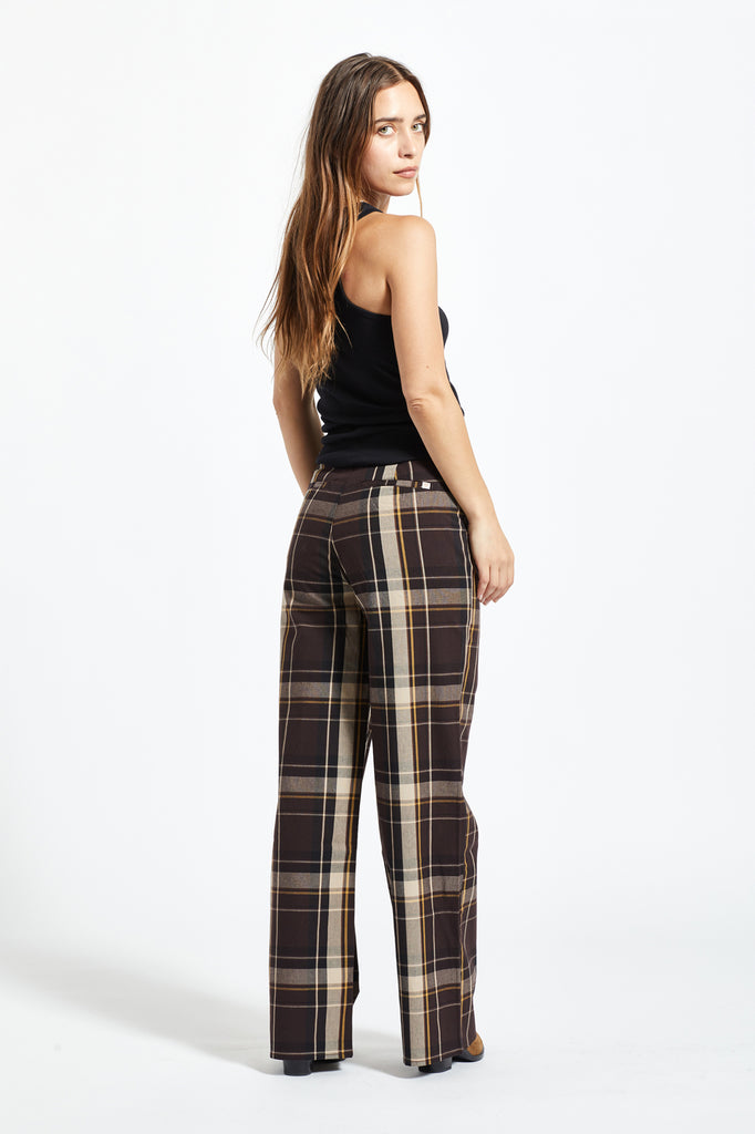 Brixton Victory Full Length Wide Leg Pant - Seal Brown/Bright Gold