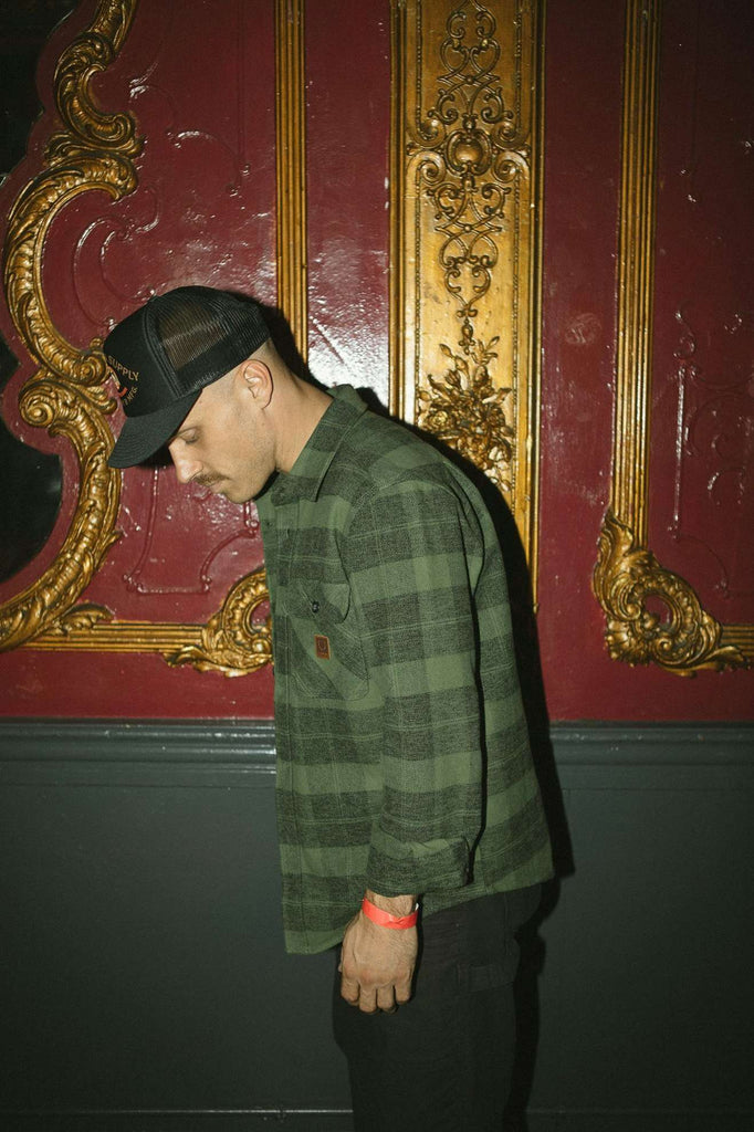 Men's Lifestyle 1 | Bowery Heavyweight L/S Flannel - Cypress Green/ Black