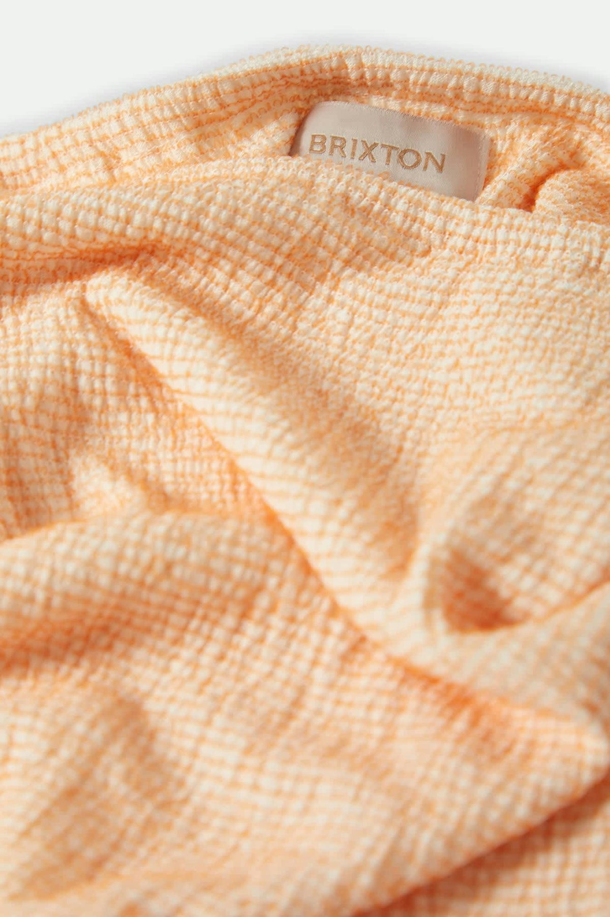 Women's Crinkle Tube Top in the color Tangerine/Off White Heather - Additional Laydown image