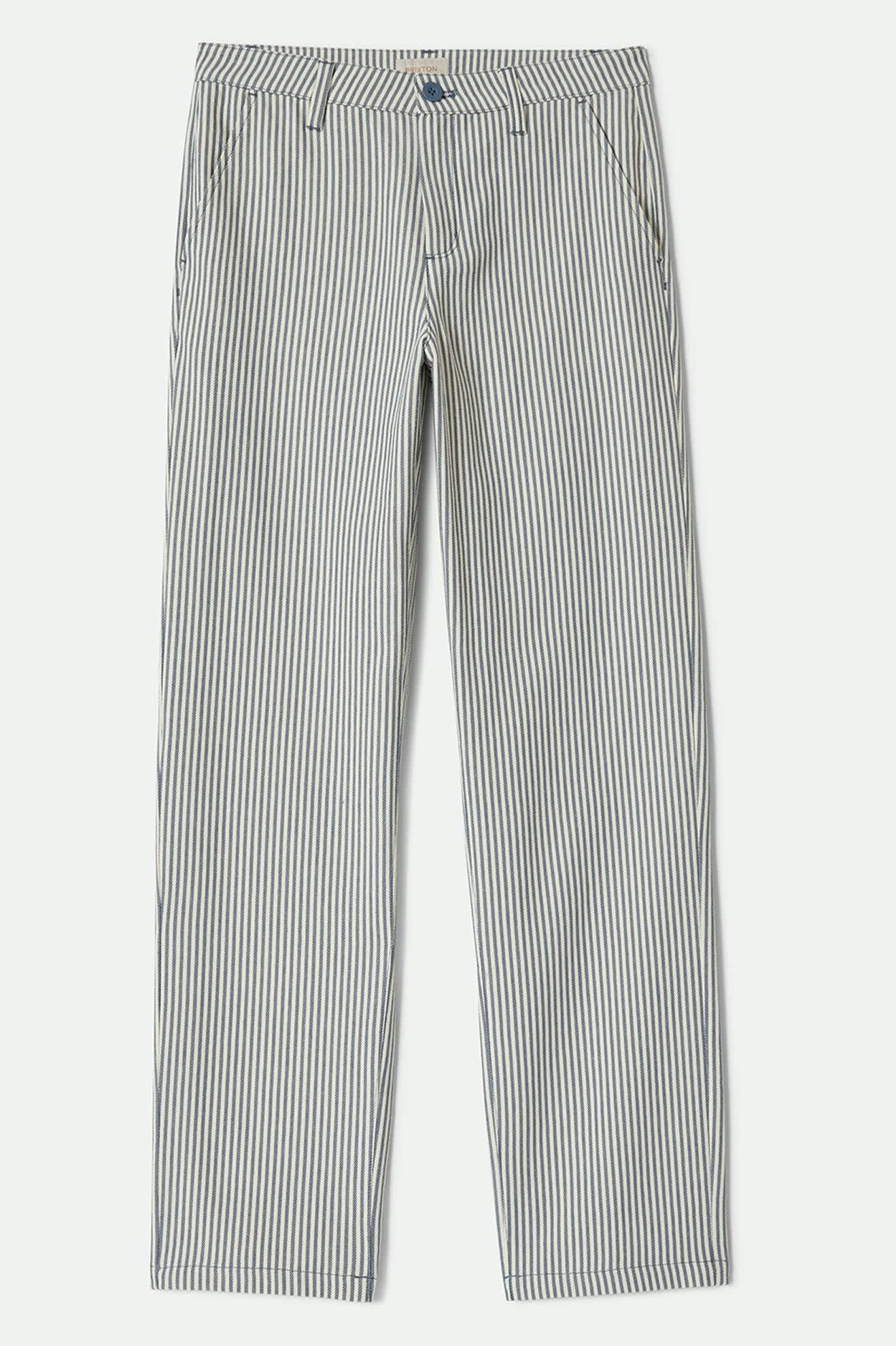 Women's Bedford Pant in the color Azure Blue Pinstripe - Front Product View