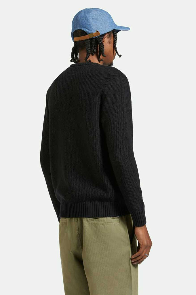 Men's Back Fit Image | Jacques Waffle Knit Sweater - Black