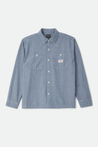 Men's Trademark Long Sleeve Shirt in the color Blue Chambray Micro Stripe - Front Product View