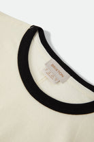 Women's Carefree Organic Garment Dye Ringer T-Shirt in the color Off White/Black - Additional Laydown image